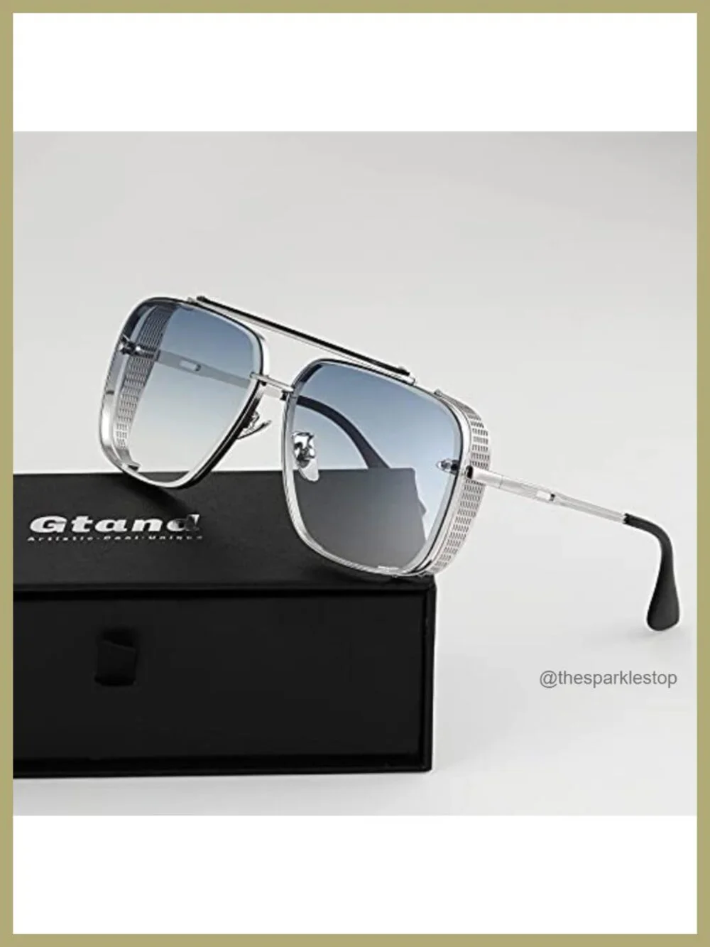 Oversized Square Aviator Gradient Sunglasses Metal Side Shield Steampunk 64mm